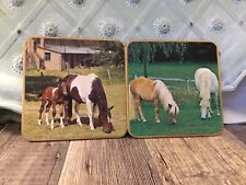  HORSE BRITISH Pony 6 “ Vintage WIN-EL-WARE VINTAGE SET 2 Hot Plates Coasters picture