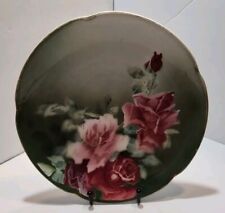 Vtg K & G Luneville France Collector Plate Red & Pink Roses on Green Background picture