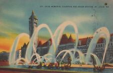 St Louis Missouri Aloe Memorial Fountain Union Station Linen Vintage Postcard picture