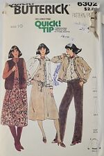 Butterick 6302 Vintage Pattern Misses Jacket Vest Skirt Pants Size 10 Uncut picture