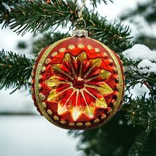 Glass Large Triple Indent Christmas Ornament Glass. Beautiful picture