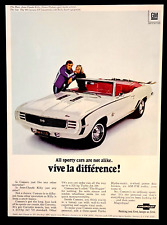 White Camaro SS Convertible Original 1969 Vintage Print Ad picture