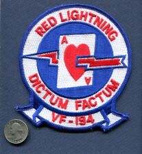 VF-194 RED LIGHTNING US NAVY F-8 Crusader F-14 Tomcat Fighter Squadron Patch picture