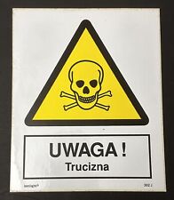 Vtg 90s Polish Warning Sticker UWAGA Trucizna POISON Sticker 10.8x8.8” picture