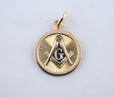 10K Yellow Gold Freemason Pendant, 16 mm. Diameter * picture