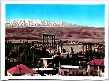 VINTAGE POSTCARD CONTINENTAL SIZE TINTED RPPC PANORAMIC VIEW OF BAALBEK LEBANON picture