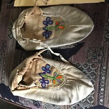 Antique American Indian  Beaded Buckskin Moccasins picture