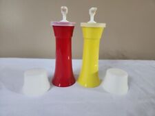 Vintage Tupperware Condiment Set Red 718-13 Yellow 718-11 Ketchup Mustard Set  picture