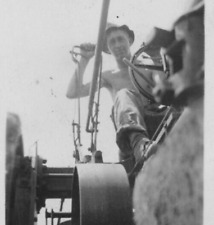 5L Photograph Artistic View POV Shirtless Man Driving Farm Tractor 1930-40's  picture