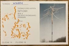 QSL Card - Ryomgaard Denmark Thomas Iversen OZ1CAH 1984 Ham Radio Tower Postcard picture