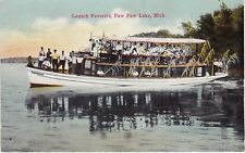 Paw Paw Lake, Michigan Postcard Favorite Launch c. 1907  H picture