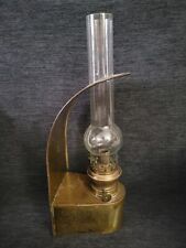 Antique Wall Mount or Table Kerosene Lamp with Reflector Plate and Chimney picture