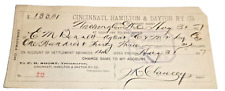 1897 CINCINNATI HAMILTON & DAYTON B&O CHECK #12 WASHINGTON COURT HOUSE OHIO C&MV picture
