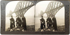 Keystone Stereoview 3 Highlanders & Forth Bridge, Scotland 1930’s T400 Set #T77 picture