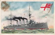 English Cruiser Ship Antrim & Flag, Vintage Postcard picture