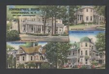 1952 linen postcard Denominational Houses on Lake Chautauqua, Chautauqua NY picture