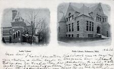 KALAMAZOO MI - Ladies Library and Public Library Postcard - udb - 1906 picture