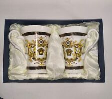 New Vintage Pair Donatella Versace (DV) Porcelain Logo Medusa Cafe Coffee Cups picture