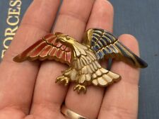 WW2 Celluloid Patriotic Eagle Brooch Pin WWII Homefront Jewelry Vintage Army US picture