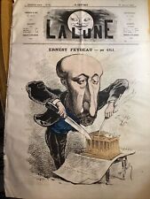 1868 POST CIVIL WAR NEWSPAPER ~ LA LUNE ~ FRENCH ARTIST ANDRE GILL ~ GREAT COLOR picture