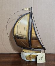 Vtg Don DeMott Metal Sailboat Sculpture Signed With Hang Tag Very Nice picture