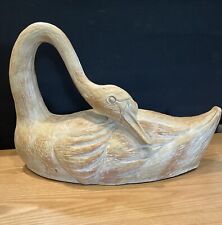 Swan Decor Carved Wood 18 Inches Long Vintage Hollow  MCM picture