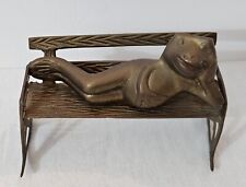 Vintage Solid Brass Statue, Relaxing Frog on Rocking Chair Bench, Made In India  picture