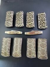 SNAKE SKIN Leather Belt Knife Boker Trapper CUSTOM SHEATH Old Timer Case Knives picture