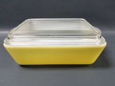 Vintage Pyrex Refrigerator Dish 503B w/ Lid Primary Yellow EUC picture