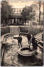 VINTAGE POSTCARD VISITORS AT MAX FOUNTAIN SQUARE IN BAD KISSINGEN GERMANY c.1910 picture