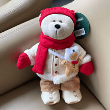 Authentic 2022 Starbucks China Christmas Red Scarf Warm Plush Bear Xmas Gift picture