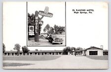 c1950s~ High Springs Florida FL~EL RANCHO MOTEL~Neon Cactus Sign~Vtg Postcard picture