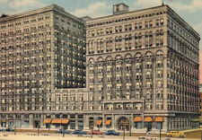 Vintage Linen Postcard Congress Hotel Building Chicago Illinois IL Street View picture