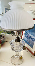 Tall Zipper Loop Oil Lamp with Opalescent Swirl Shade/ Electric Conversion picture