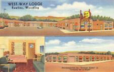 WEST-WAY LODGE Rawlins, WY Lincoln Highway Roadside c1940s Vintage Postcard picture