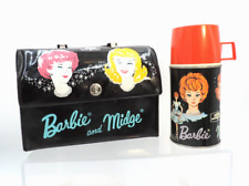 Vintage 1965 C Barbie & Midge Thermos and Vinyl Lunch Bag Case picture