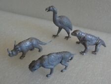 VINTAGE MARX MPC DINOSAURS LOT 4 SILVER GRAY EXCELLENT PREHISTORIC PLAYSET picture