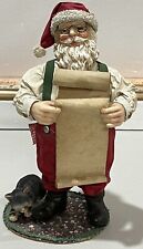 VTG Collectible Paper Mache Santa Checking His List  w/ His Kitty Cat Helper picture