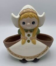 Vintage Holland Dutch Girl Ceramic Planter Figurine Double Baskets Hand Painted picture