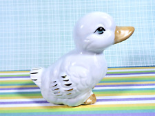 Porcelain White Duck Figurine Hand Painted 4 Inch Spring Decor Bottom Marked  picture