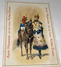 Rare Antique German Victorian Coffee Advertising Trade Card Circus Lady & Monkey picture