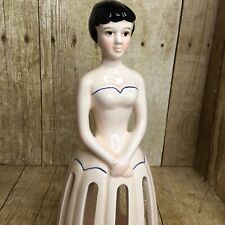 Vintage Lillian Vernon Ceramic Lady Dress Napkin Or Hanky Holder 9.75