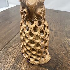 Owl Inside An Owl Wooden Hand Carved Wildlife Bird Of Prey Custom Nature Figure  picture