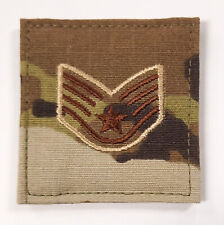 US Air Force OCP Rank Staff Sgt Patch w/ Hook Fastener Uniform Ready Made in USA picture