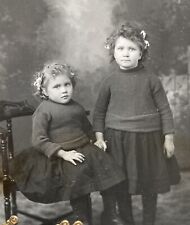Two Little Girls Early 1900's Holiday Postcard RPPC Antique Vintage Photo picture