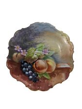 Vintage Limoges France Hand Painted Plate Signed Fruit Peaches Grapes picture
