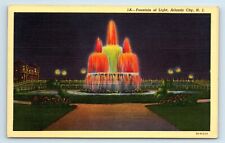 Postcard Fountain of Light, Atlantic City NJ linen X82 picture