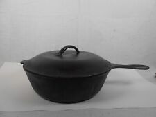 Vintage #8 LODGE Cast Iron Double Handle DEEP SKILLET CHICKEN FRYER With Lid NR picture