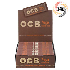 Full Box 24x Packs OCB Virgin Single Wide Papers | 32 Papers Each | 2 Free Tubes picture