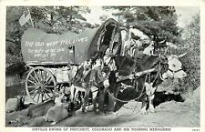 Postcard Orville Ewing & Traveling Menagerie Covered Wagon Pulled by Ox, C.Teich picture